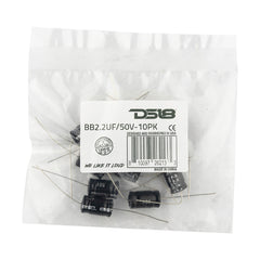 DS18 BB2.2UF/50V-10PK Bass Blocker 18KHz @ 4 ohms or 9KHz @ 8 ohms 6DB/OCT Tweeter 10PCK