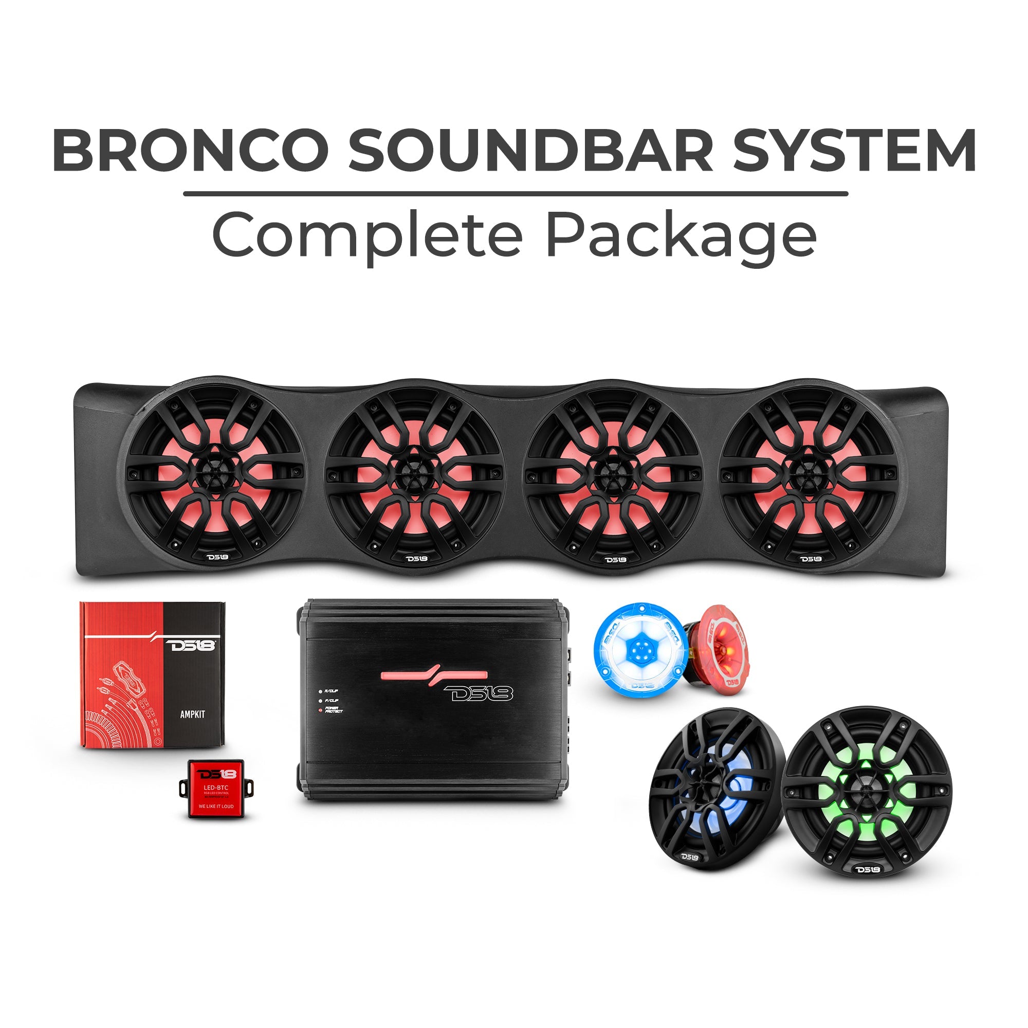Ford Bronco 6th Gen 4 Door Rear Mount Sound Bar System Complete Package.