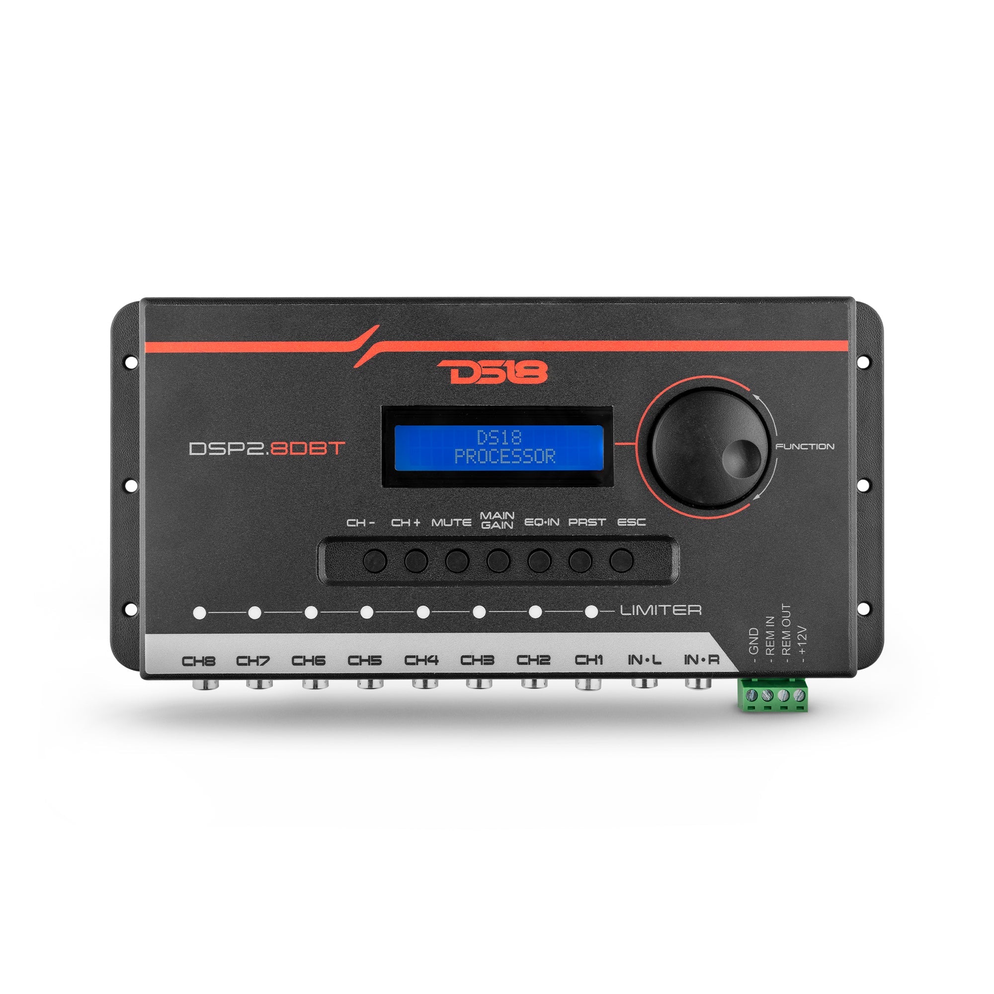 2-Channel In and 8-Channel Out Digital Sound Processor (DSP) with Bluetooth and LCD Screen
