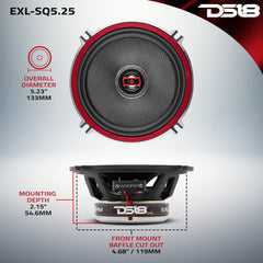 EXL 5.25" 2-Way Coaxial Speaker with Fiber Glass Cone 80 Watts Rms 3-Ohm