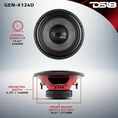 GEN-X 12" Subwoofer 450 Watts Rms DVC  4-Ohm