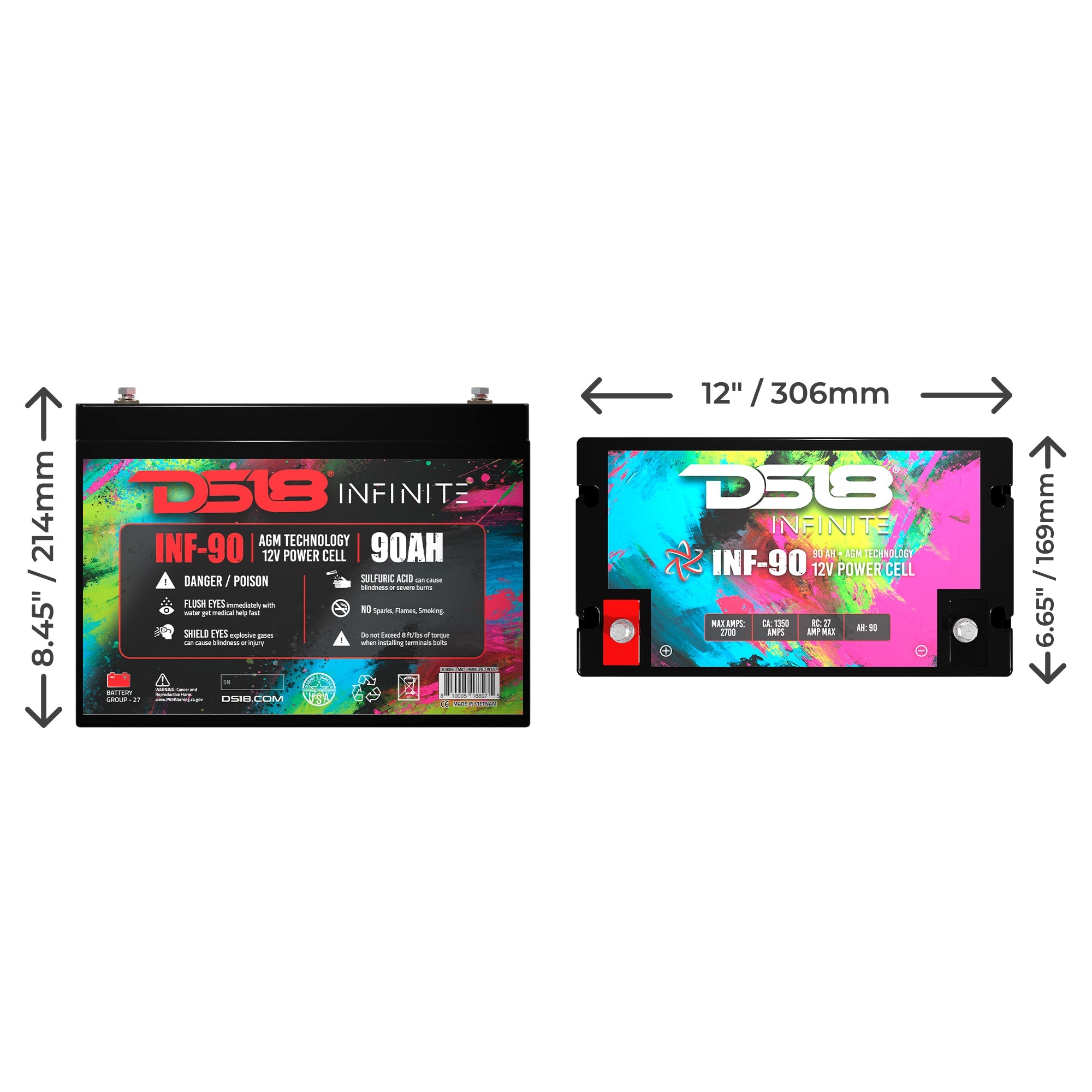 INF-90AH INFINITE 90 AH 2500 Watts AGM Power Cell 12 Volt Battery
