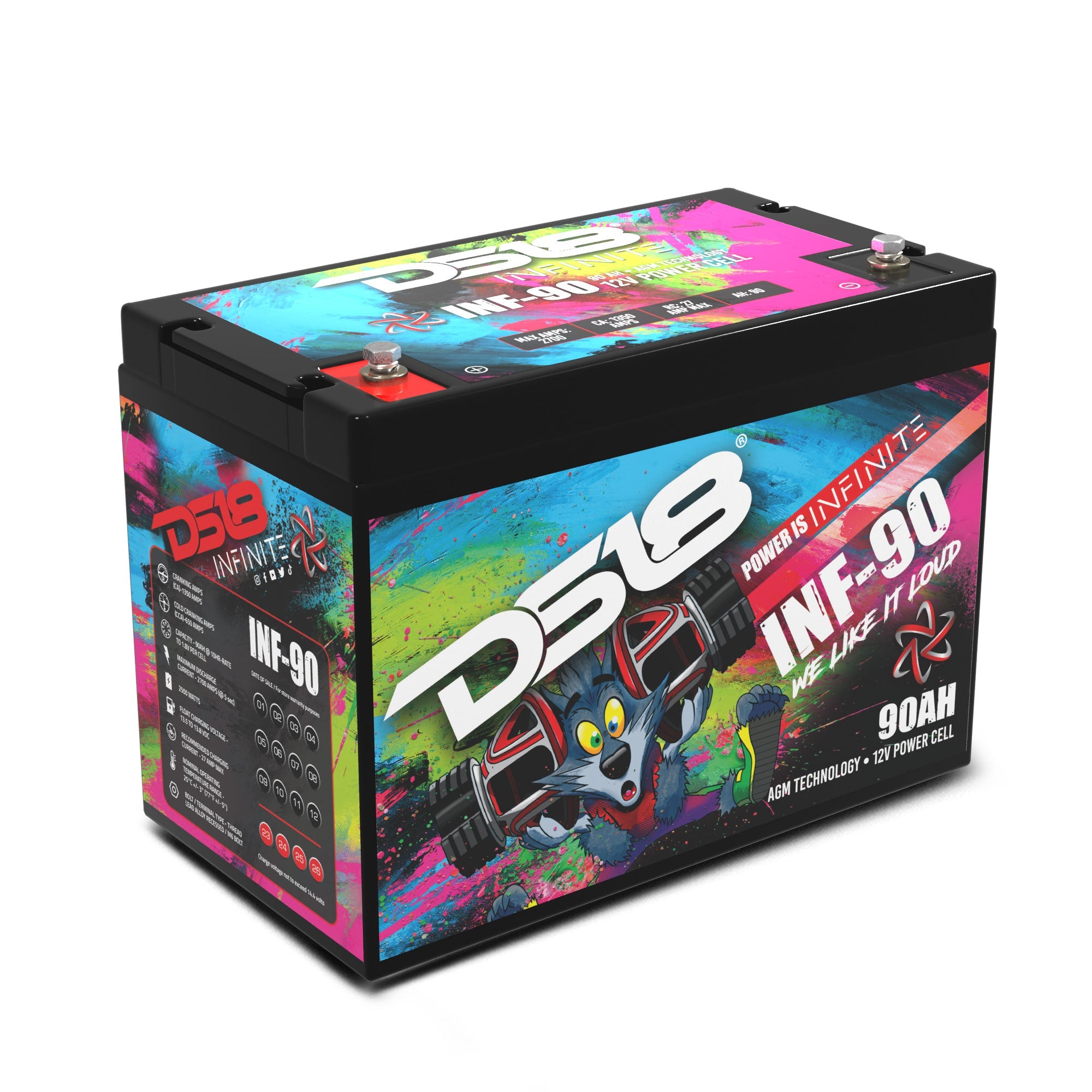 INF-90AH INFINITE 90 AH 2500 Watts AGM Power Cell 12 Volt Battery