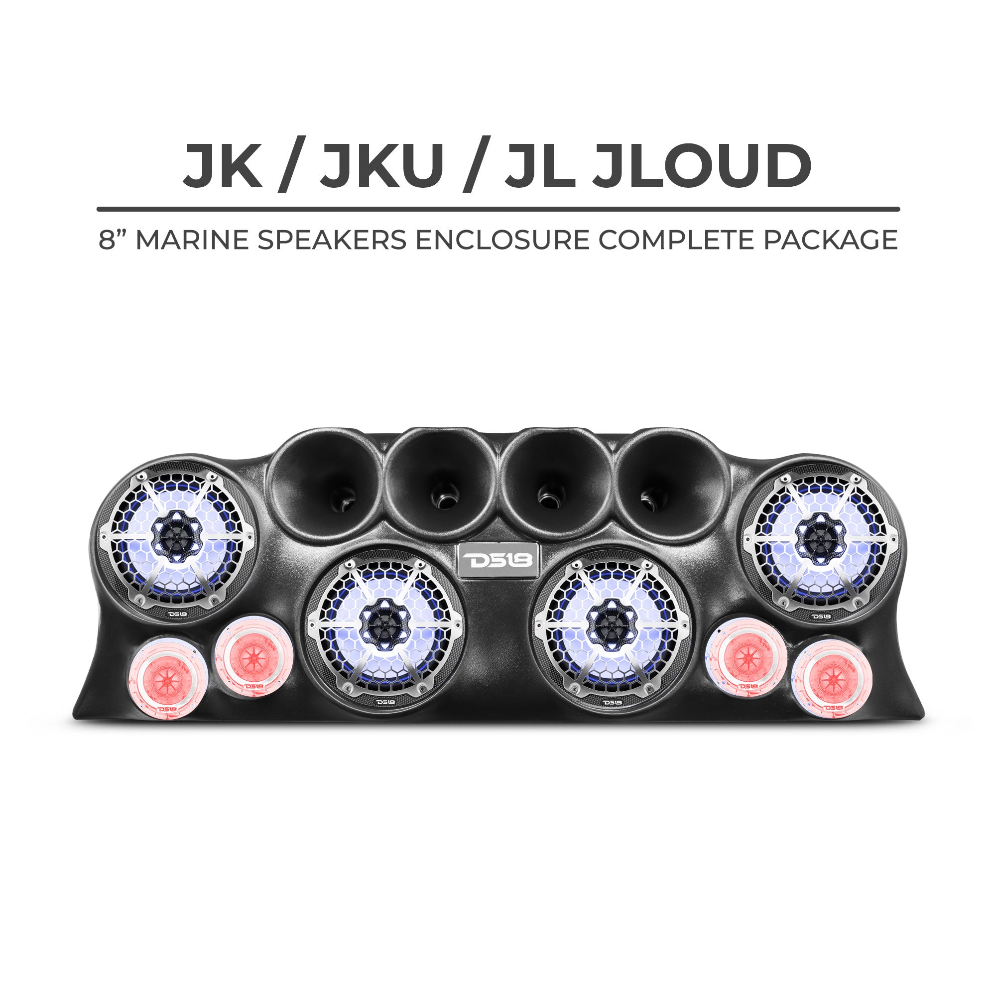DS18 J-LOUD Jeep Wrangler JK/JKU/JL Loaded Sound Bar System, Black / White