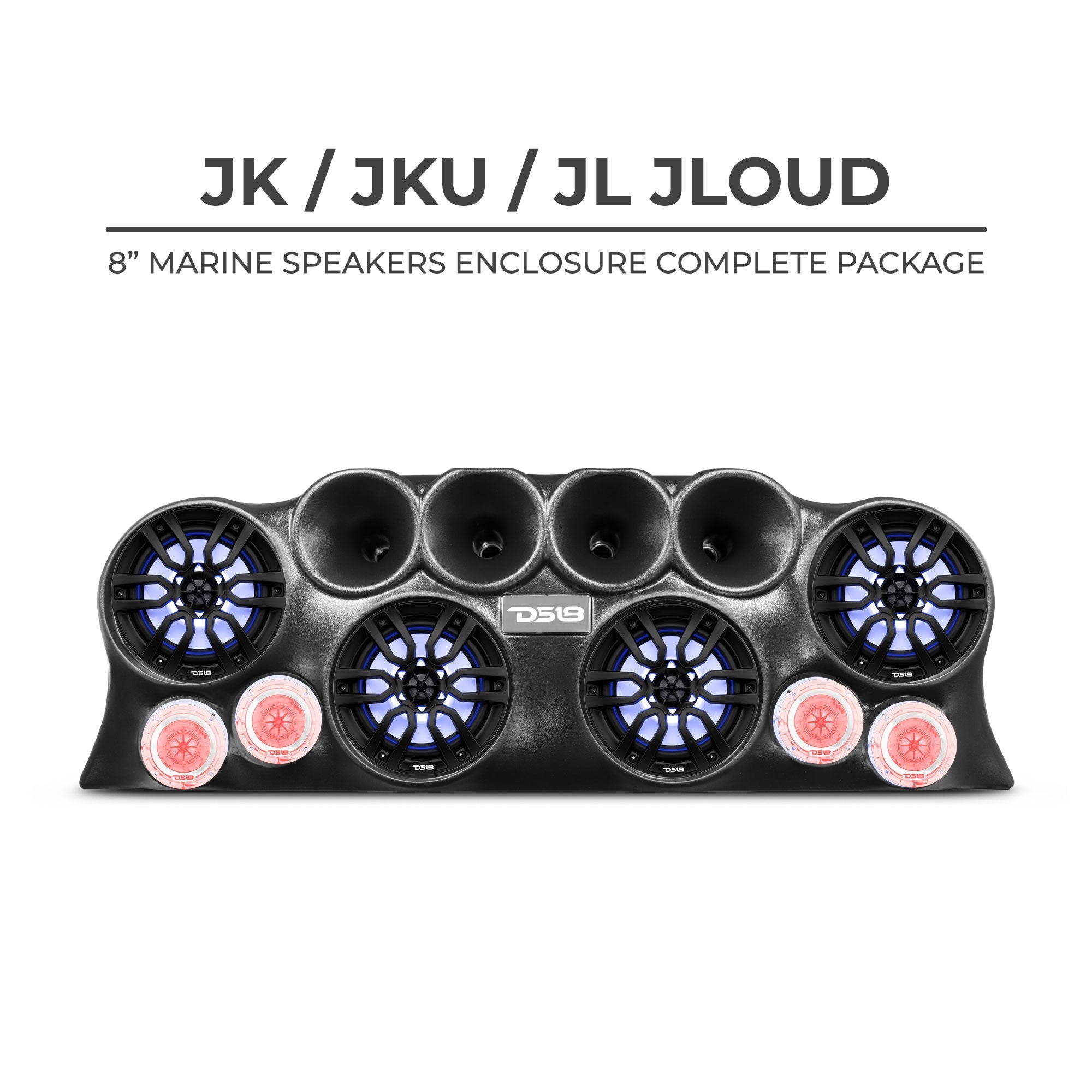 DS18 J-LOUD Jeep Wrangler JK/JKU/JL Loaded Sound Bar System, Black / White