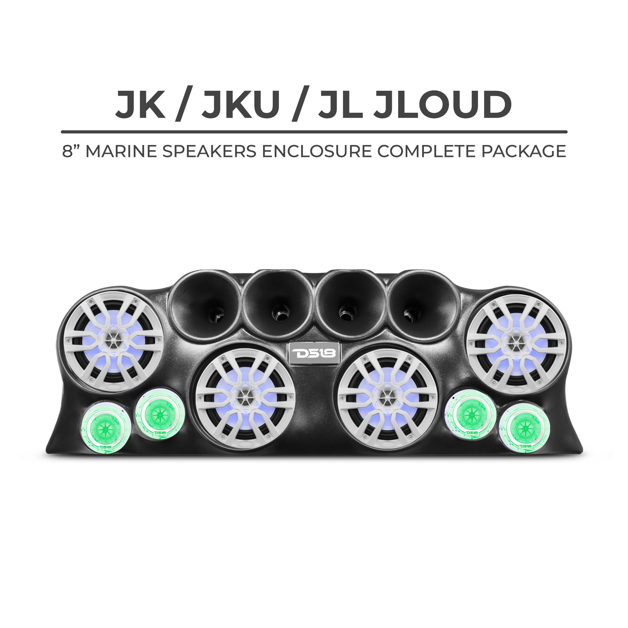 DS18 J-LOUD Jeep Wrangler JK/JKU/JL Loaded Sound Bar System, Black / White