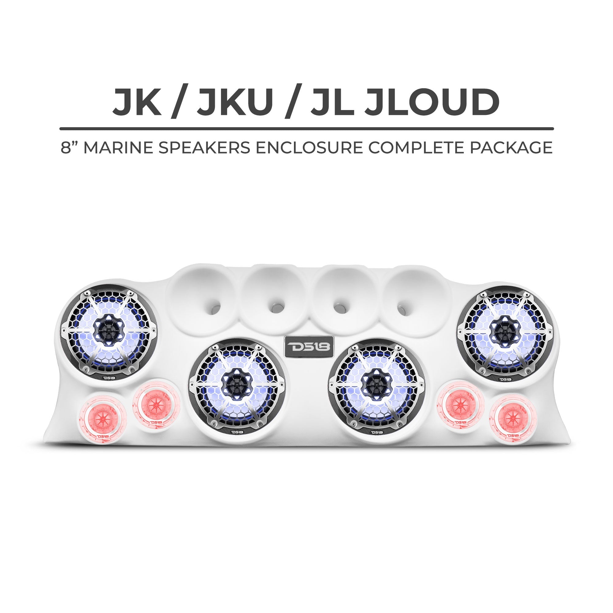 DS18 J-LOUD Jeep Wrangler JK/JKU/JL Loaded Sound Bar System, Black / White