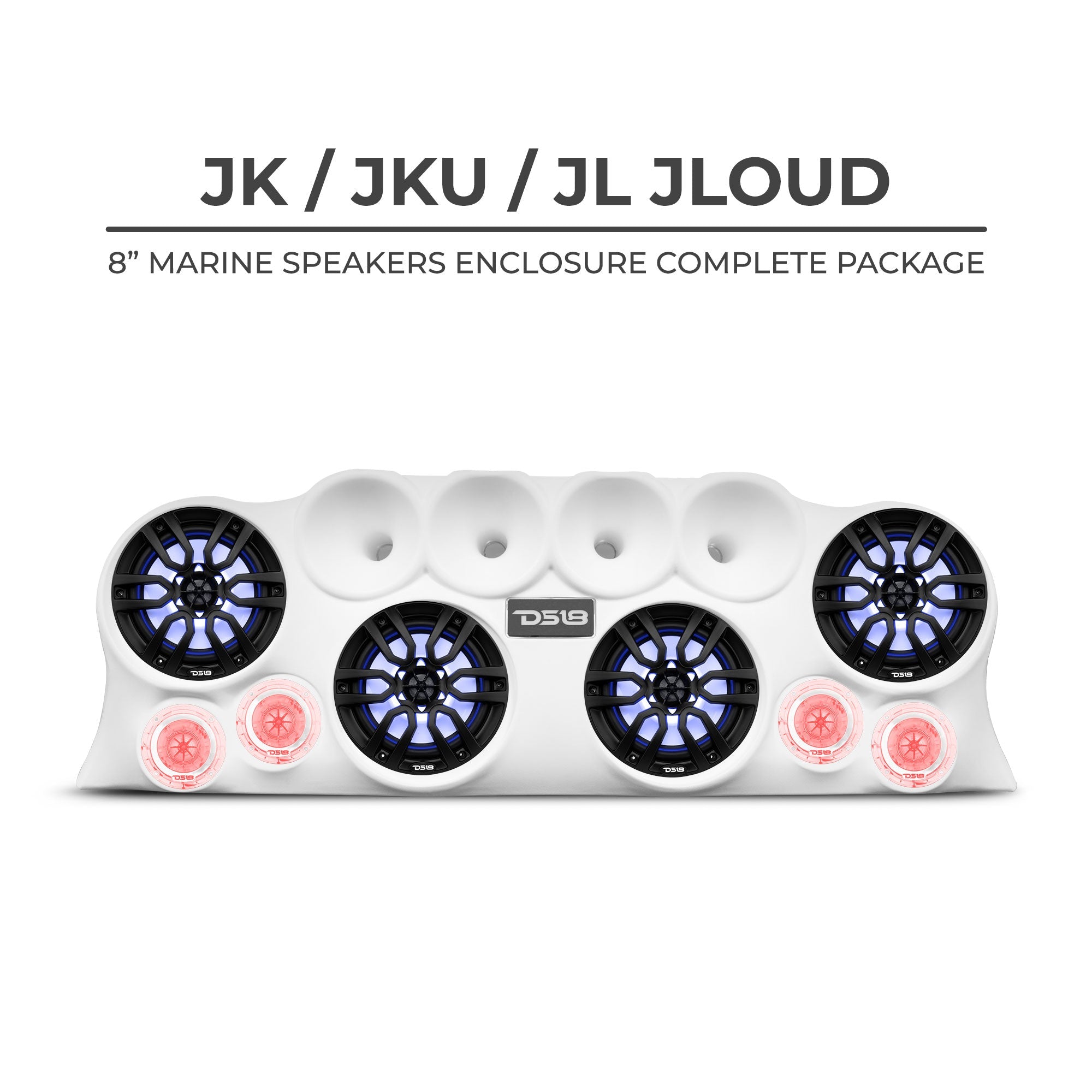DS18 J-LOUD Jeep Wrangler JK/JKU/JL Loaded Sound Bar System, Black / White