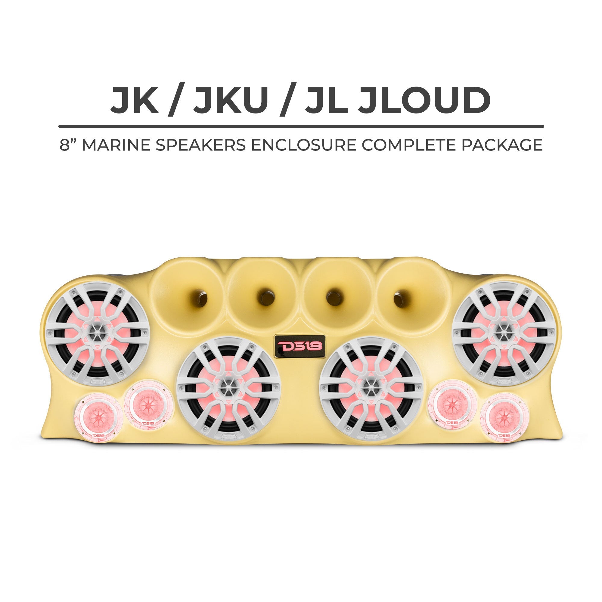 DS18 J-LOUD Jeep Wrangler JK/JKU/JL Loaded Sound Bar System, Black / White