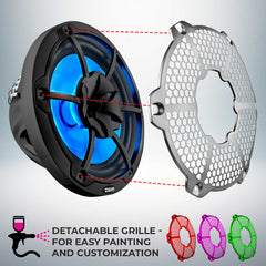 NXL 10" 2-Way Coaxial Marine Speaker With LED RGB Lights 200 Watts Rms 4-Ohm -Black