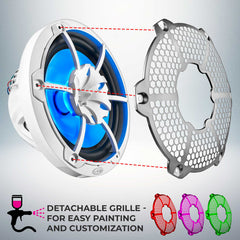 NXL 10" 2-Way Coaxial Marine Speaker with RGB LED Lights 200 Watts Rms 4-Ohm