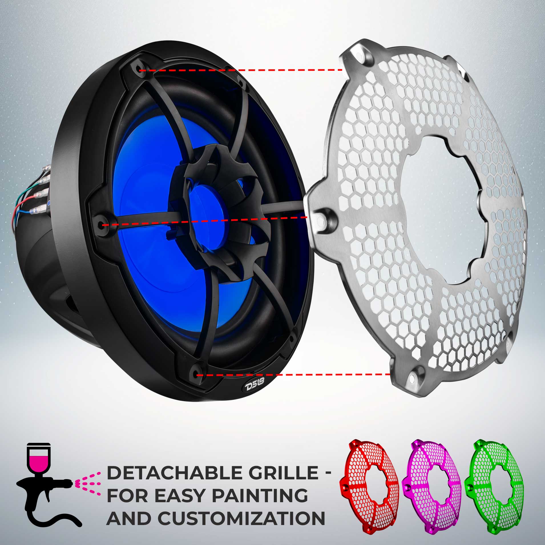 NXL 10" Marine Subwoofer with RGB LED Lights 300 Watts Rms SVC 4-Ohm - Black