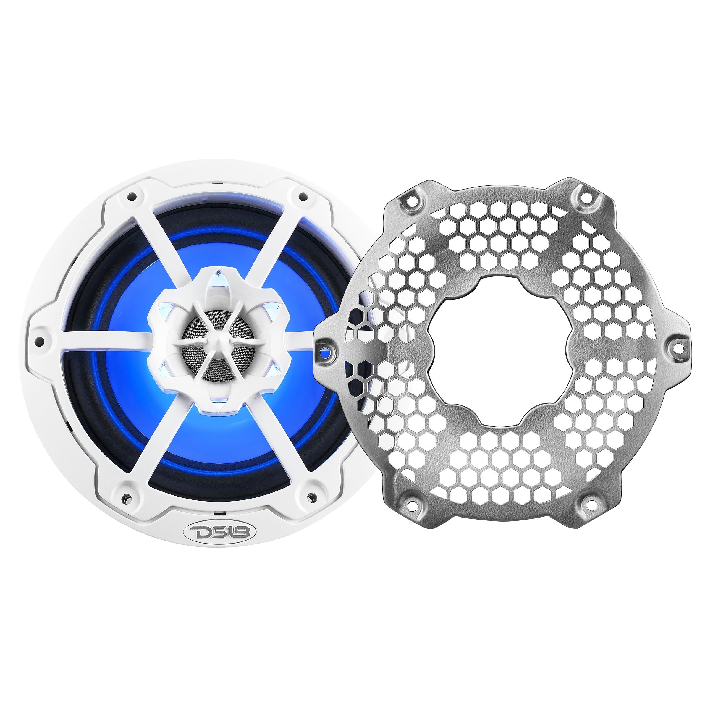 NXL 6.5" 2-Way Coaxial Marine Speaker With LED RGB Lights 100 Watts Rms 4-Ohm - White