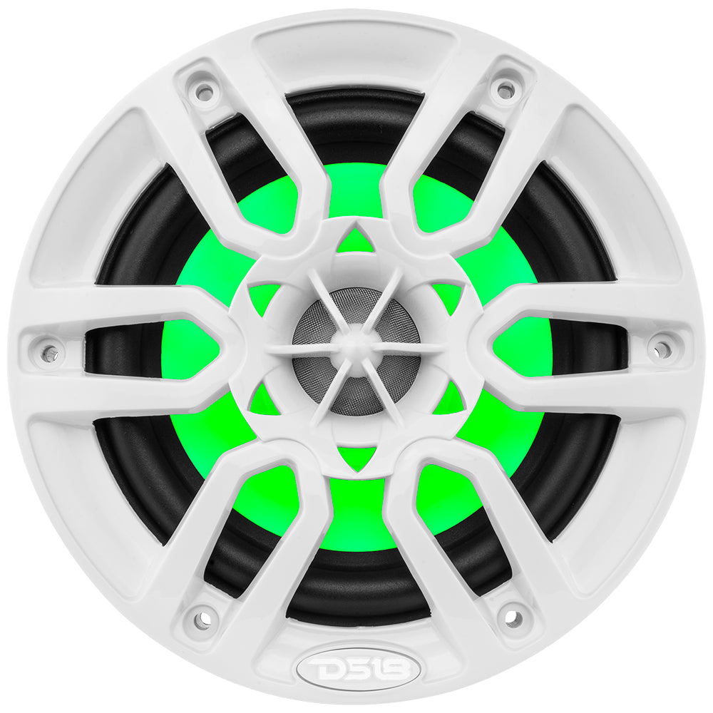 NXL 6.5" 2-Way Coaxial Marine Speaker With LED RGB Lights 100 Watts Rms 4-Ohm -White
