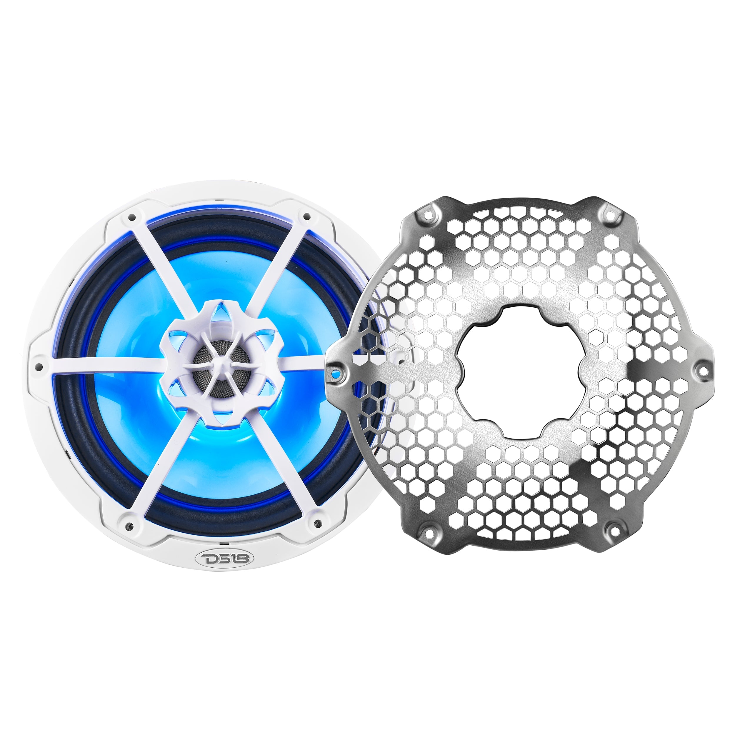 NXL 8" 2-Way Coaxial Marine Speaker With LED RGB Lights 125 Watts Rms 4-Ohm -White