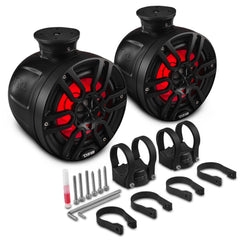 NXL 8" Pod 375W Speaker with Integrated RGB LED Lights (Pair) - Perfect for Jet Skis