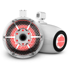 NXL 10" Neodymium Marine and Powersports Towers with Built-in Passive Radiator, 1" Driver and LED RGB Lights 300 Watts Rms -White