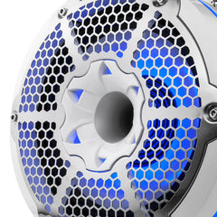 NXL 10" Neodymium Marine and Powersports Towers with Built-in Passive Radiator, 1" Driver and LED RGB Lights 300 Watts Rms -White