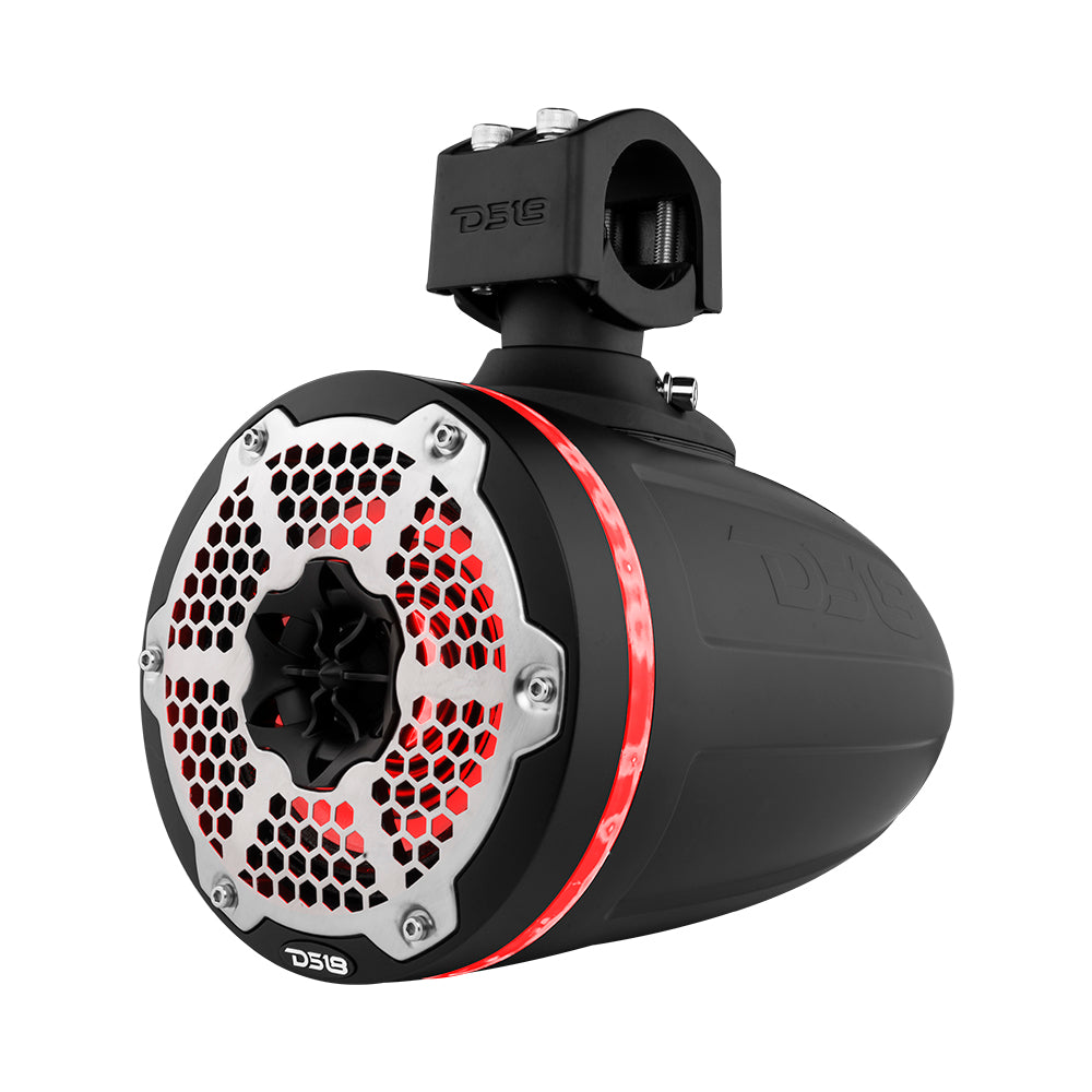 NXL 6.5" Neodymium Marine and Powersports Towers with Built-in Passive Radiator, 1" Driver and LED RGB Lights 150 Watts Rms -Black