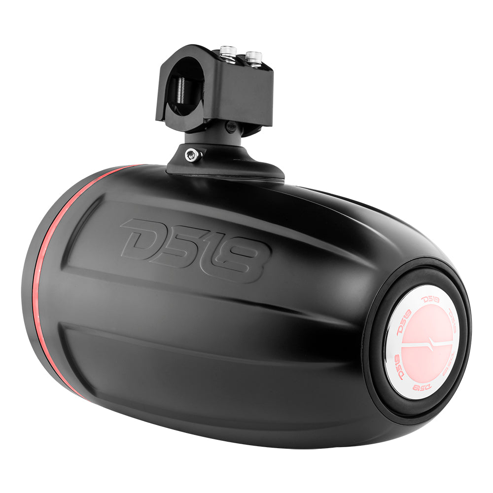 NXL 8" Neodymium Marine and Powersports Towers with Built-in Passive Radiator, 1" Driver and LED RGB Lights 180 Watts Rms -Black