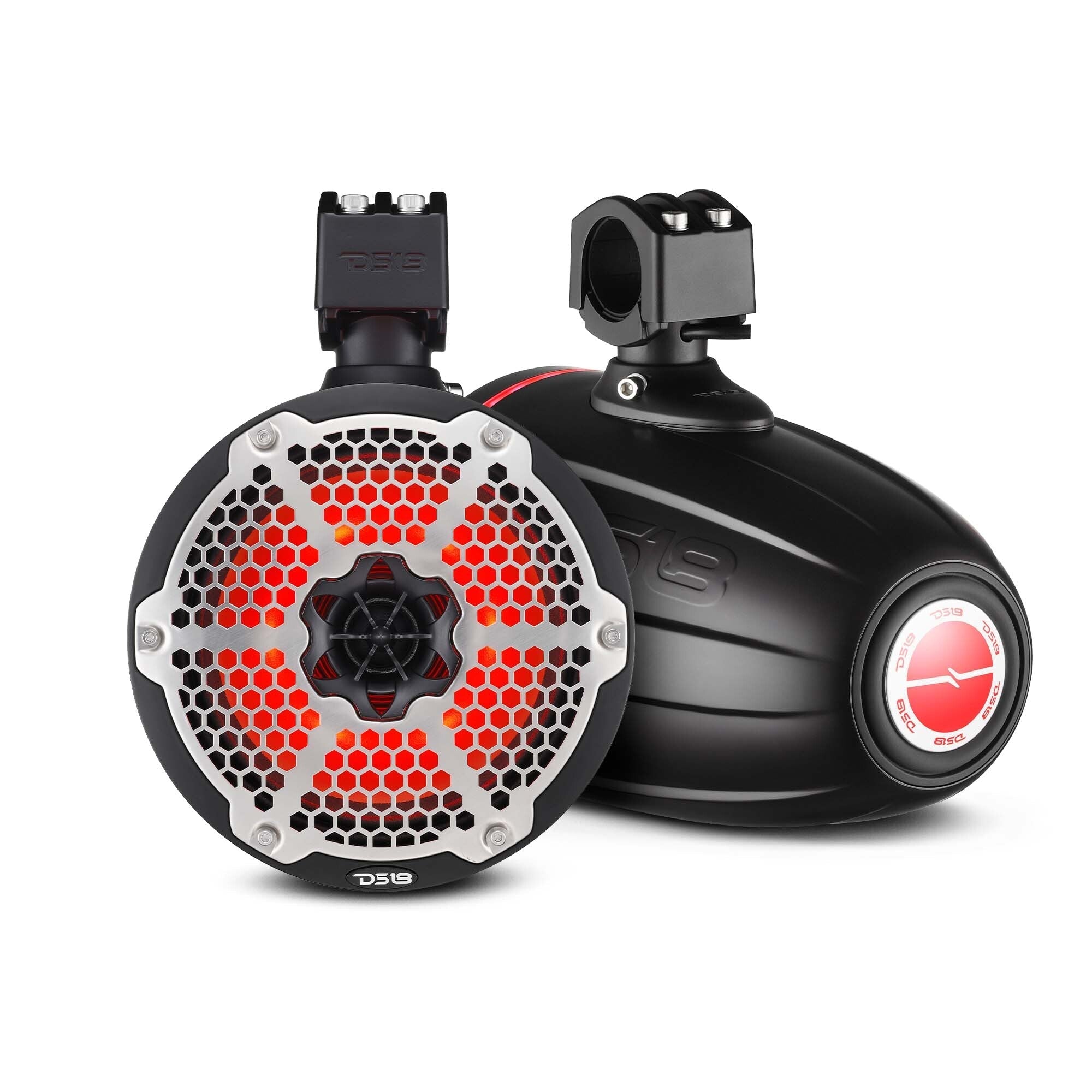 NXL 8" Neodymium Marine and Powersports Towers with Built-in Passive Radiator, 1" Driver and LED RGB Lights 180 Watts Rms