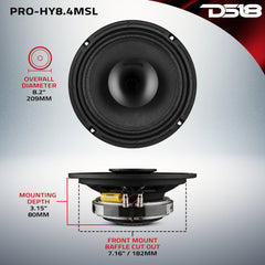 PRO 8" Shallow Coaxial Hybrid Mid-Range Loudspeaker with Built-in Driver 200 Watts Rms 4-Ohm