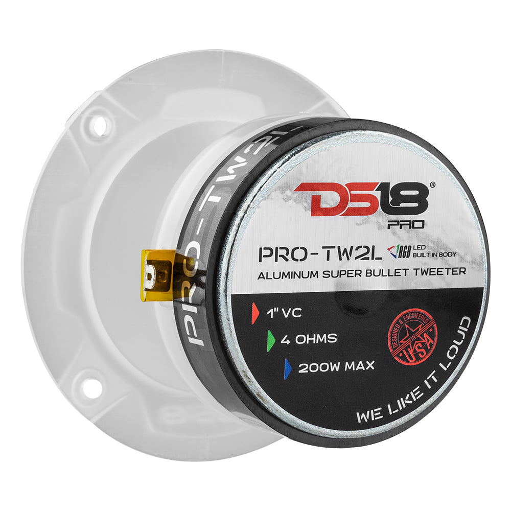 3.8" Super Bullet Tweeter 120 Watts 1" Aluminum 4-Ohm Vc with RGB LED Lights