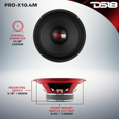 PRO-X 10" Mid-Range Loudspeaker 300 Watts Rms 4-Ohm