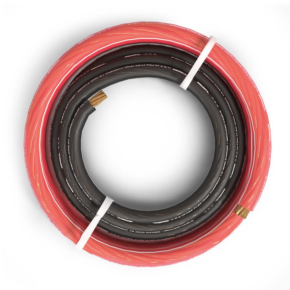 DS18 PW-OFC1/0GA-5BK/20RD 1/0-GA Ultra Flex OFC Ground Power Cable 5 Ft Black and 20 Ft Red Kit