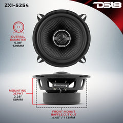 ZXI 5.25" 2-Way Coaxial Speakers with Kevlar Cone 60 Watts Rms 4-Ohm