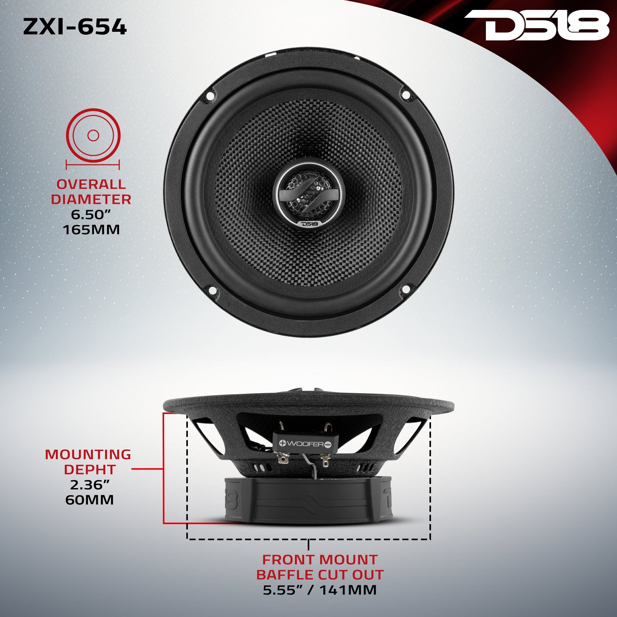 ZXI 6.5" 2-Way Coaxial Speakers with Kevlar Cone 80 Watts Rms 4-Ohm