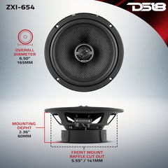 ZXI 6.5" 2-Way Coaxial Speakers with Kevlar Cone 80 Watts Rms 4-Ohm