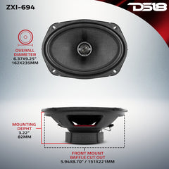 ZXI 6x9" 2-Way Coaxial Speakers with Kevlar Cone 120 Watts Rms 4-Ohm