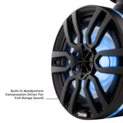 NXL 8" Marine Water Resistant Wakeboard Tower Speakers with Integrated RGB LED Lights 375 Watts