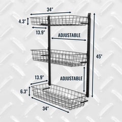 G-Basket | Adjustable Wall Storage System | Holds 120 lbs